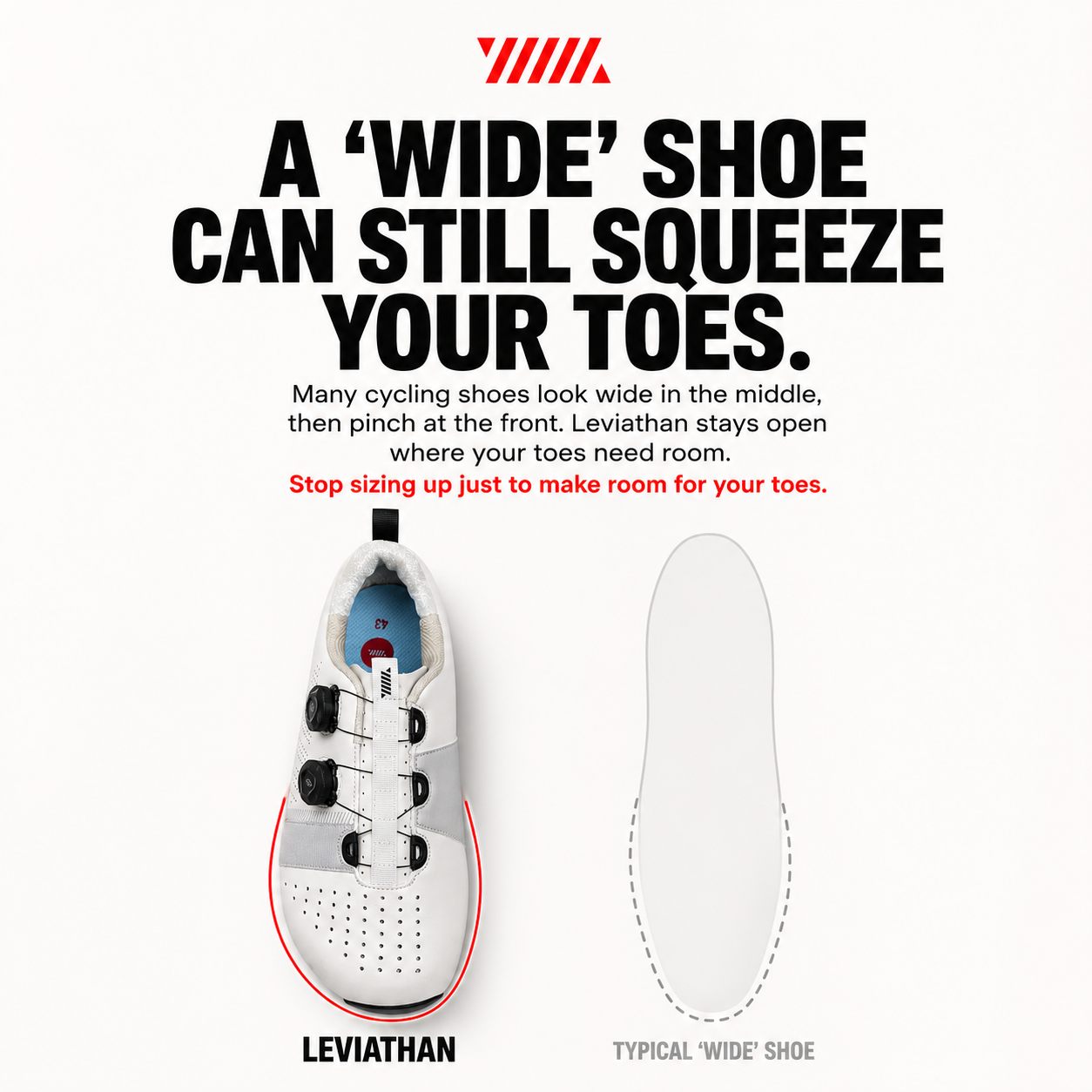 Educational comparison campaign for a foot-shaped cycling shoe