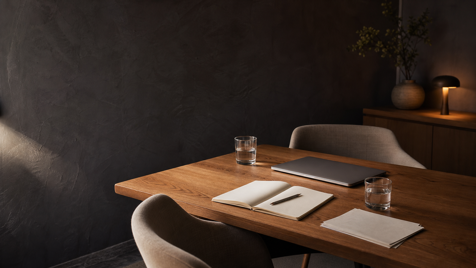 A strategy table prepared before a working session