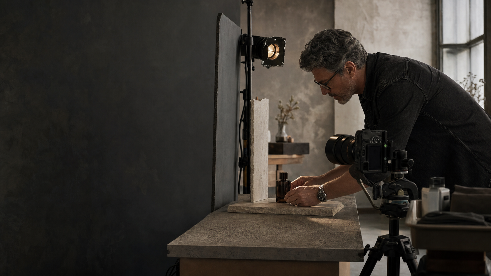 Directing an ecommerce product shoot at a work table